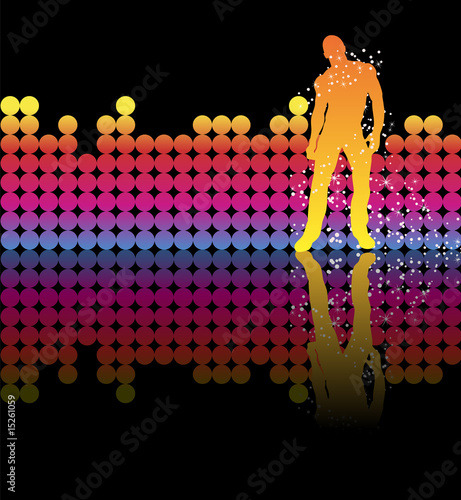 Sexy boy dancing on a rainbow background