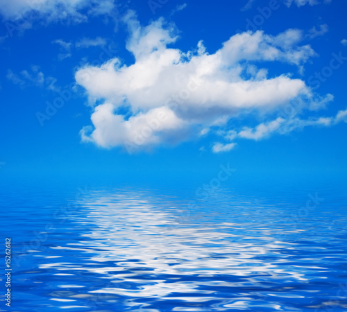 Blue sky with clouds on the water