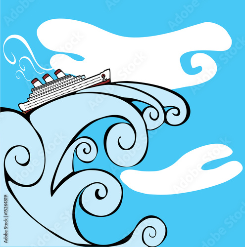 Cruise Ship on a Tsunami.