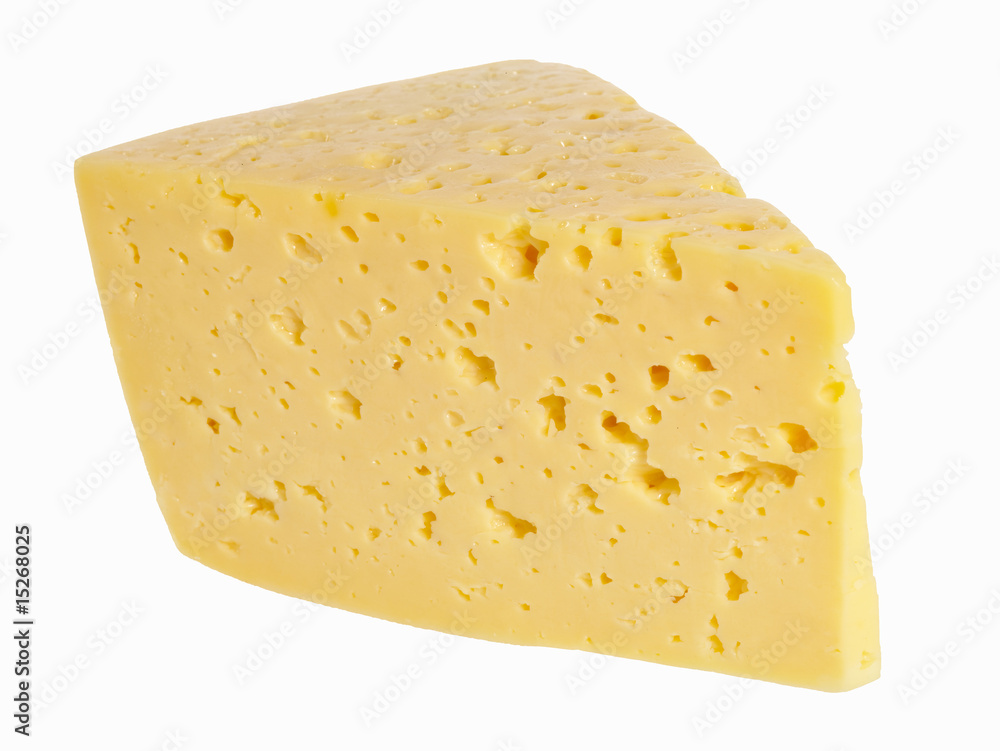 A piece of cheese over white background, with clipping path A piece of cheese over white background, with clipping path