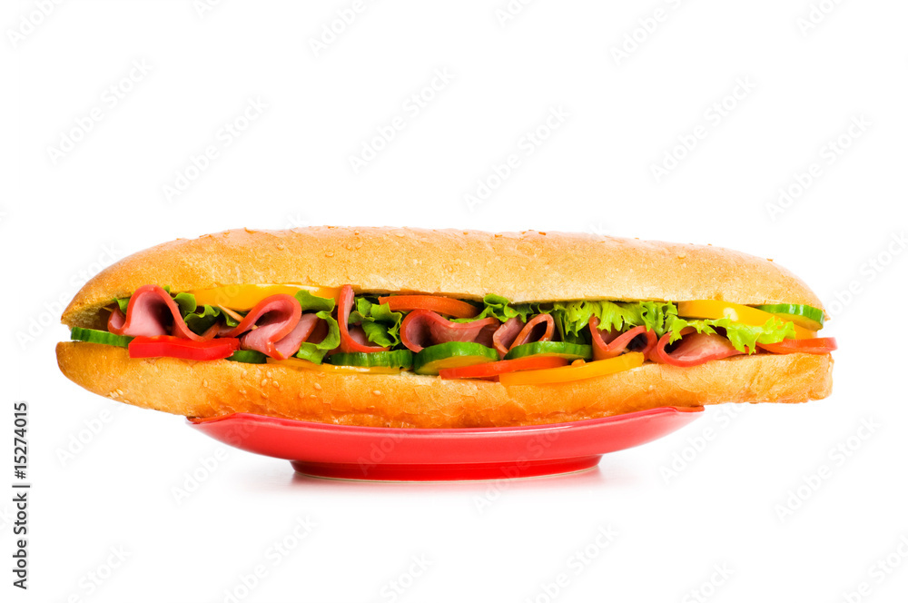 Long sandwich isolated on the white background Long sandwich isolated on the white background