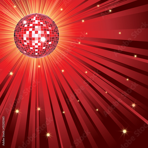 Background with red shining disco-ball