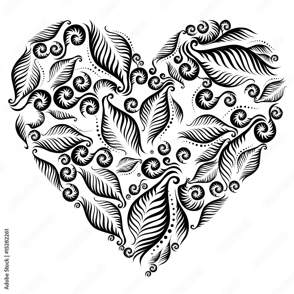 Decorative heart from fern leafs. Saint Valentine's Day. Decorative heart from fern leafs. Saint Valentine's Day.
