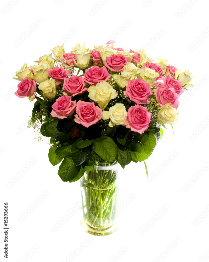 Bouquet of roses on white background