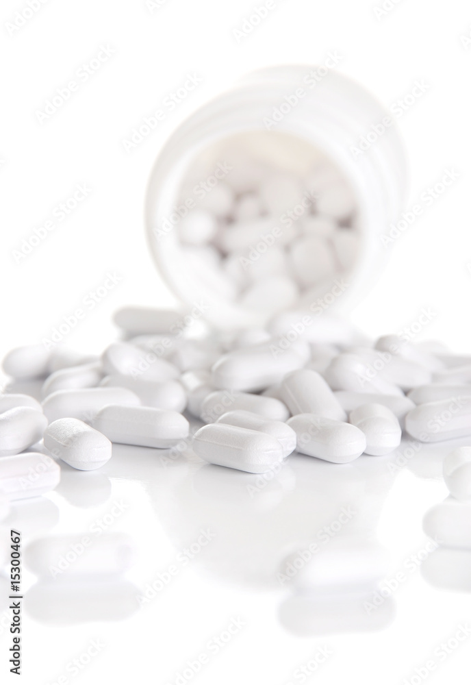 The container with tablets The container with tablets