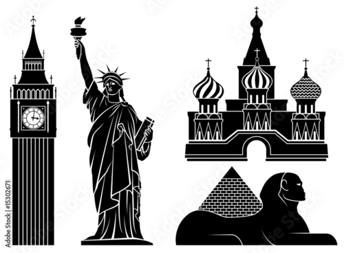 Illustrations of world's famous places (set 2).