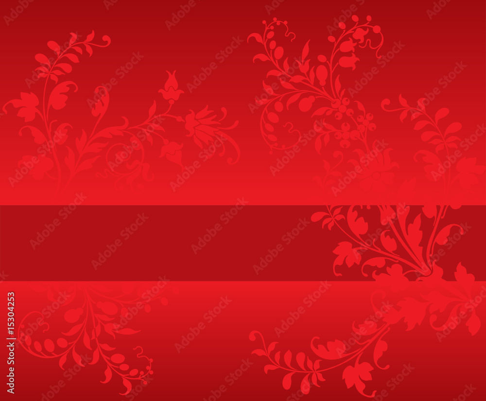 Abstract Red Floral Composition with Berries - Background Vector