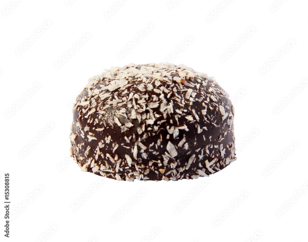 Chocolate sweet with the coconut shaving Chocolate sweet with the coconut shaving
