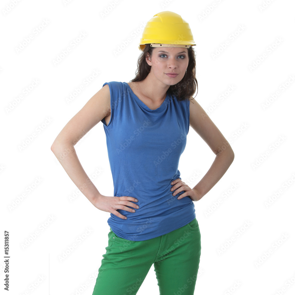 Sexy young woman construction worker contractor Sexy young woman construction worker contractor