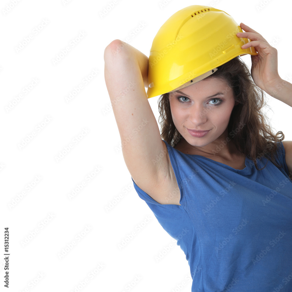 Sexy young woman construction worker contractor Sexy young woman construction worker contractor