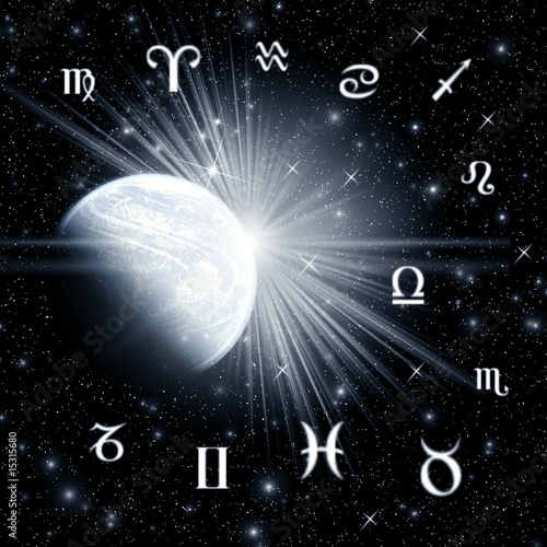 Twelve symbols of the zodiac and planet