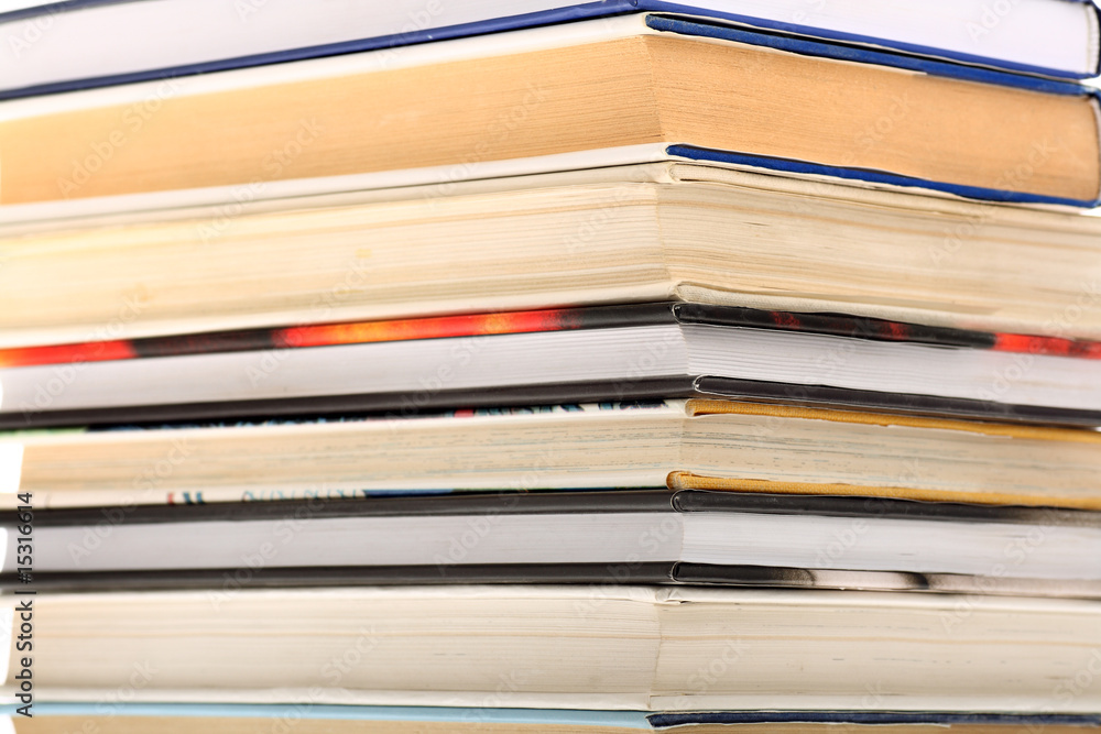 Book stack with focus on edges