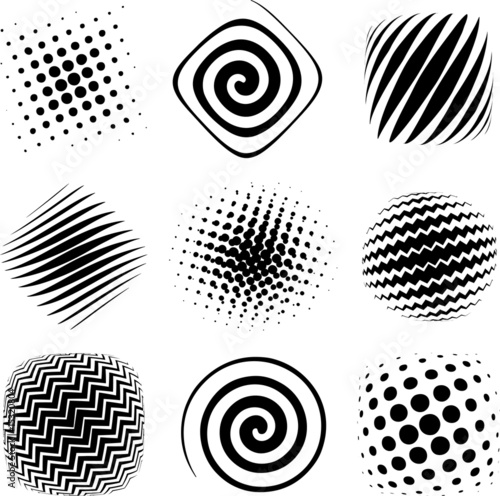 Nine graphic halftone elements ready for design study.