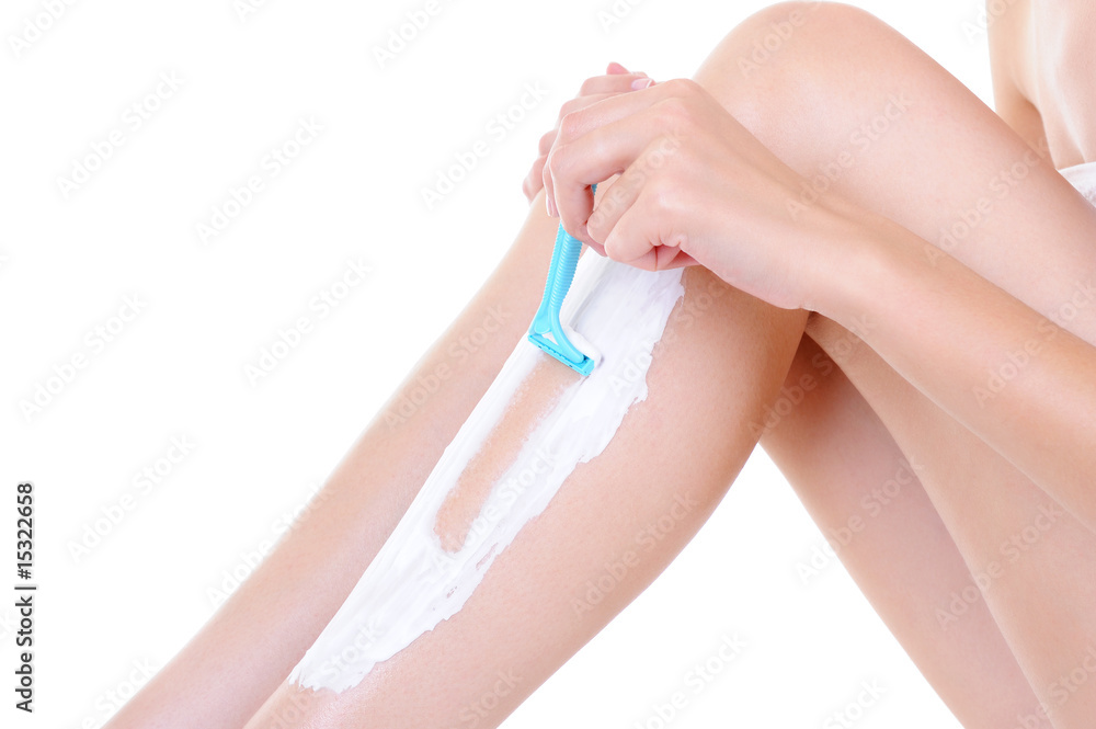 depilation with razor on the female legs depilation with razor on the female legs