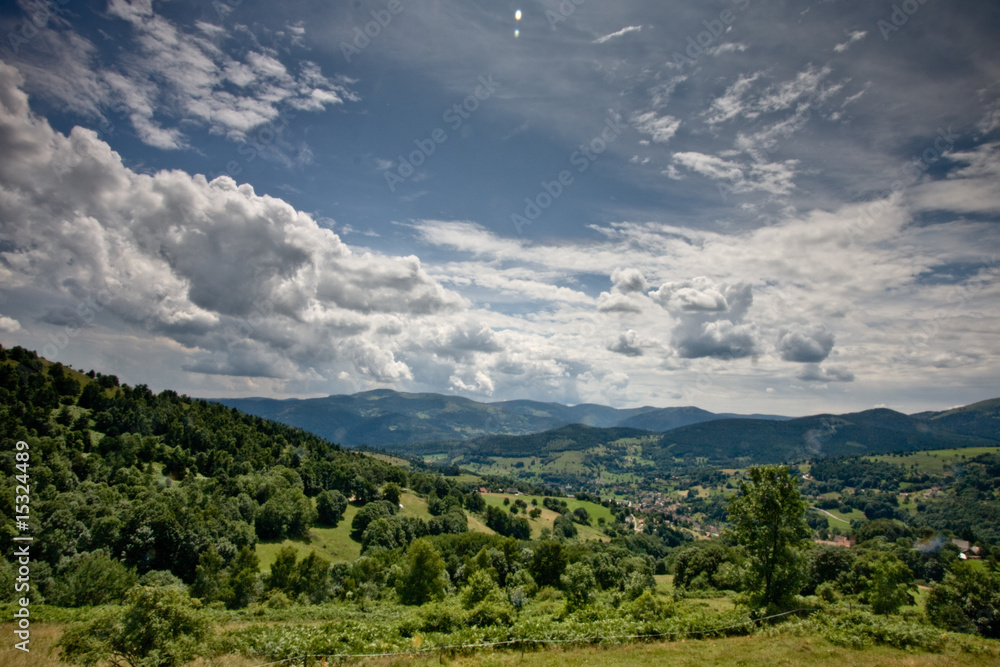Cloudy valley in Alsace