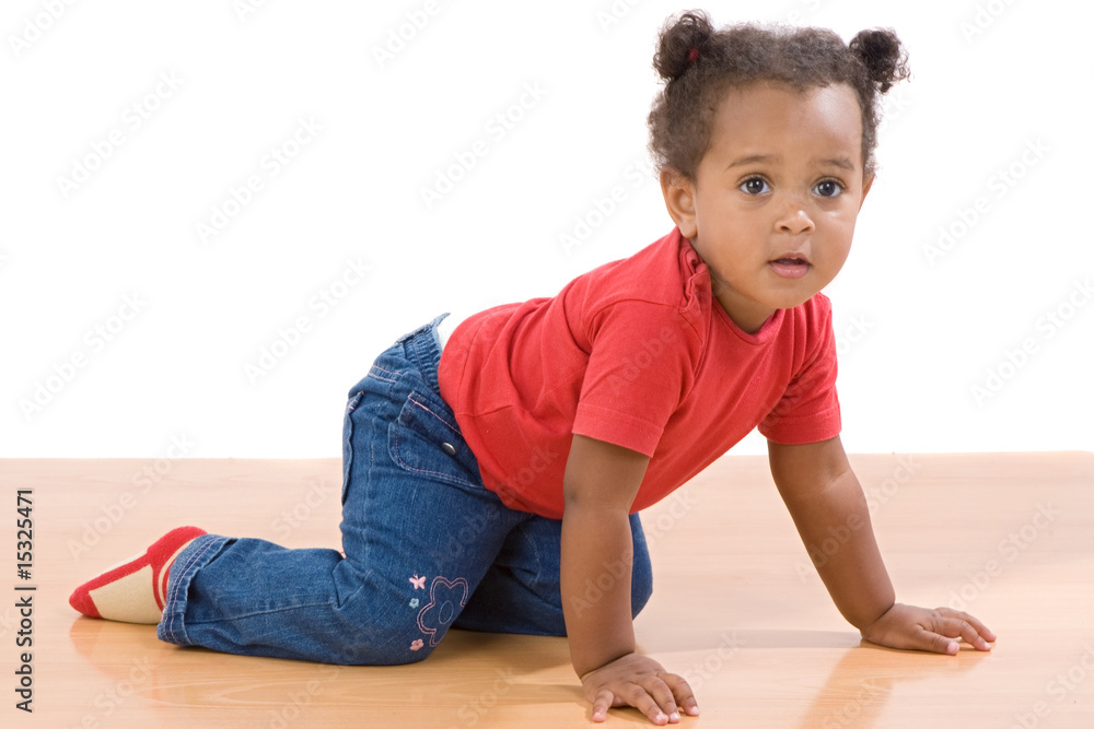 Naklejka premium Adorable african baby crawl