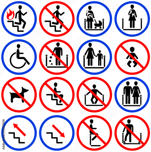 Icons for escalators and stairs in the shop