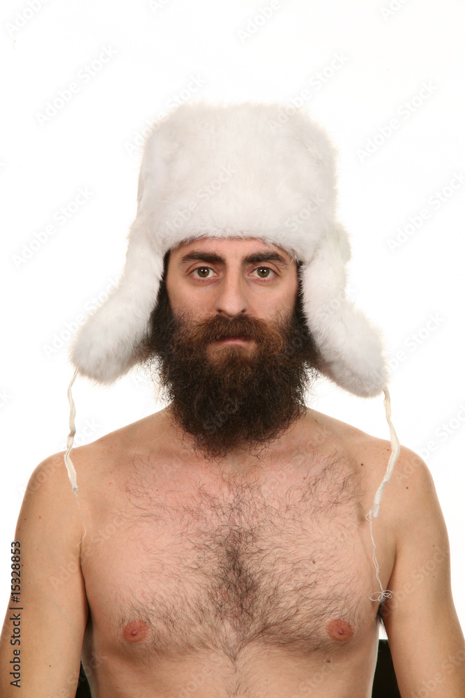 ritratto di un'uomo peloso con un cappello foto de Stock | Adobe Stock