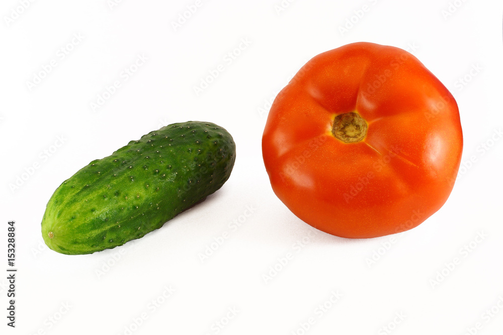Green cucumber and tomato