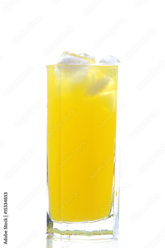 glass of cold orange juice with ices glass of cold orange juice with ices
