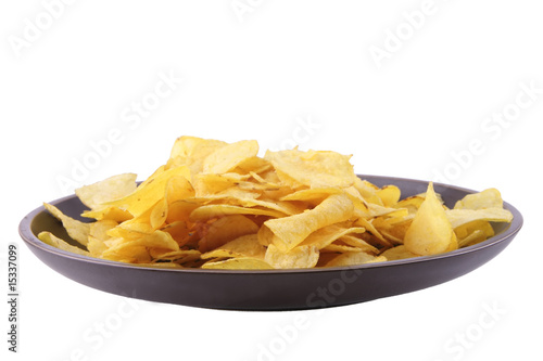 chips on dish over white