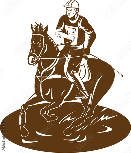 Equestrian riding a horse