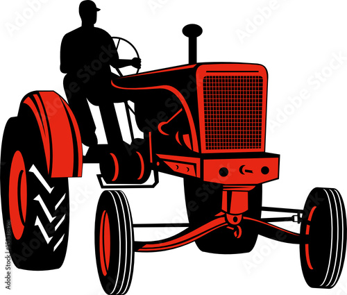 Farmer driving his tractor