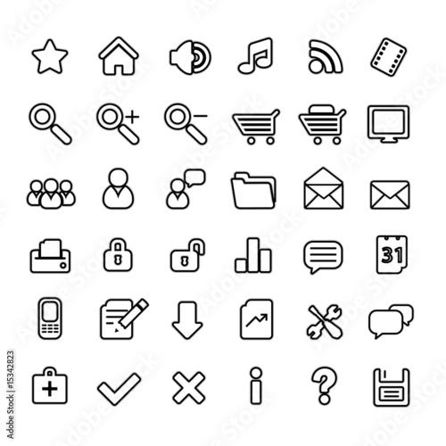 simple black and white web icons