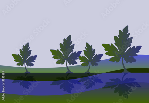 leaves reflection background