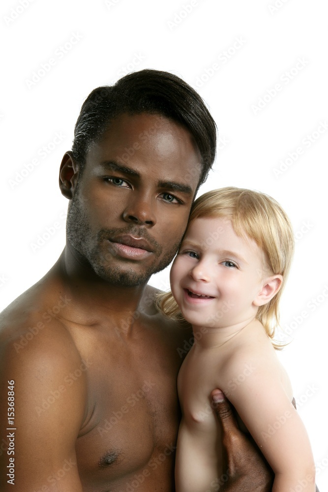 Multi ethnic family african father caucasian daughter Multi ethnic family african father caucasian daughter
