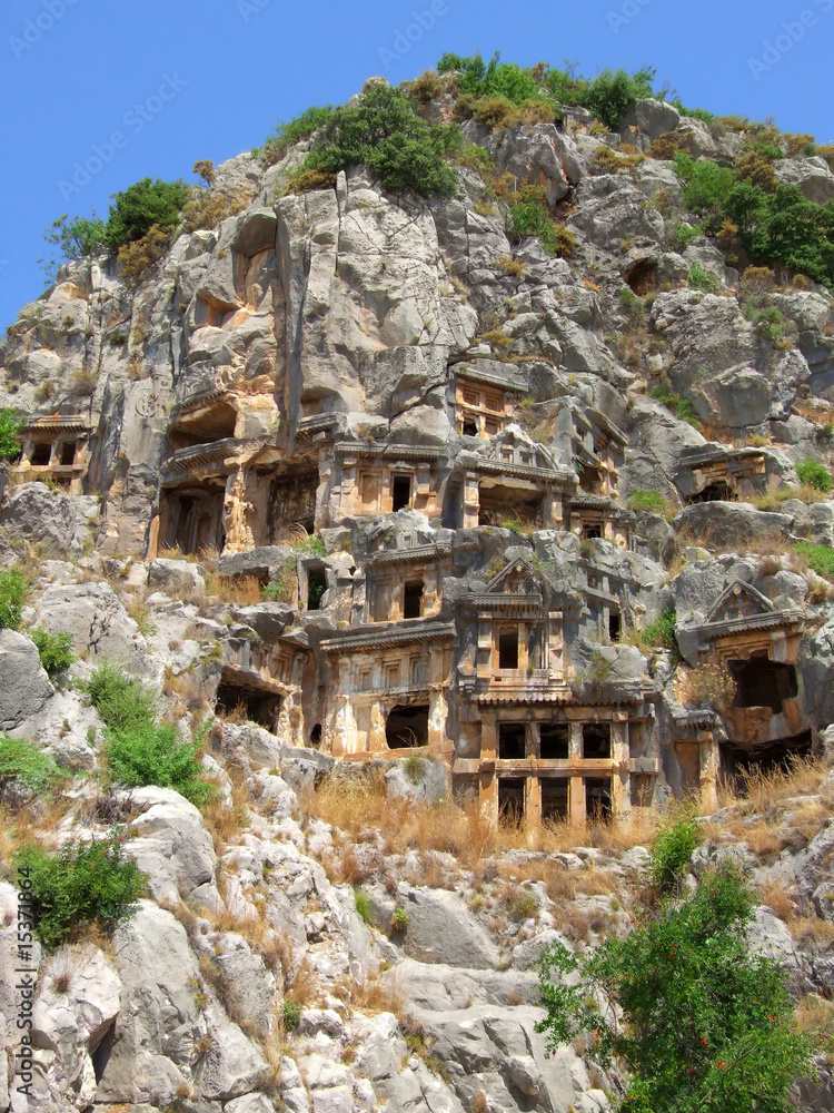 Rock-cut lycian tombs in Demre (Myra), Turkey
