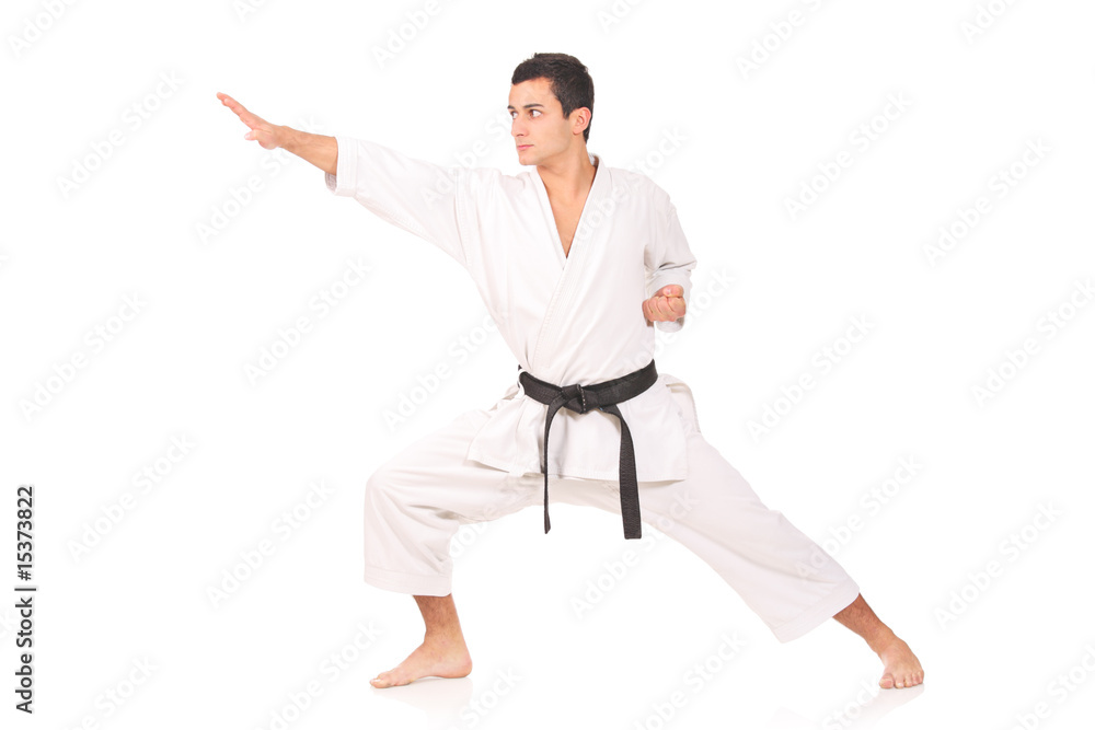 Karate man isolated against white background Karate man isolated against white background
