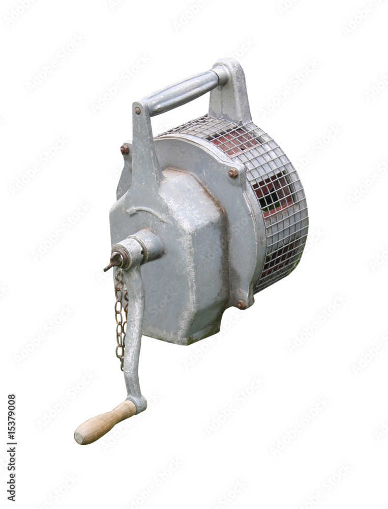 A World War Two Hand Turned Warning Siren Device. A World War Two Hand Turned Warning Siren Device.