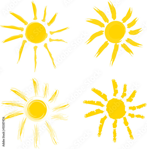 Sonne  gemalt mit Pinsel als Vektor in gelb