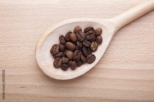 Coffee in wooden spoon