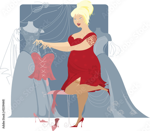 Plus size lady choosing dress