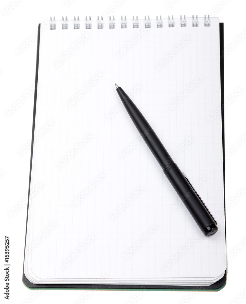 Close-up notebook and pencil isolated on white Close-up notebook and pencil isolated on white