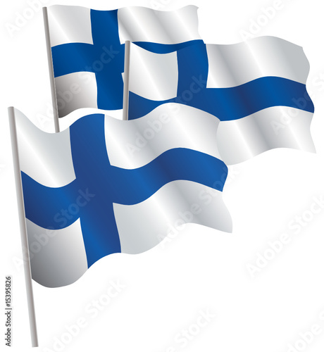 Finland 3d flag. Vector illustration. Isolated on white.