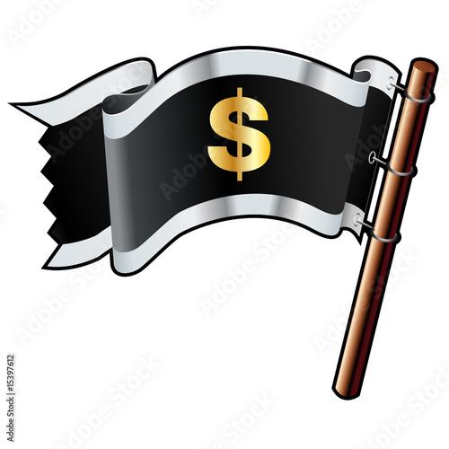 Dollar sign currency symbol on black vector flag