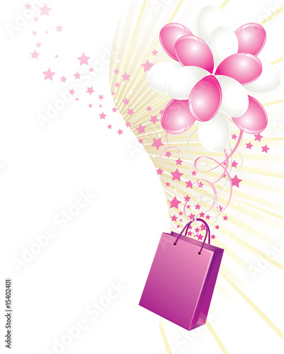 Shopping bag and balloons