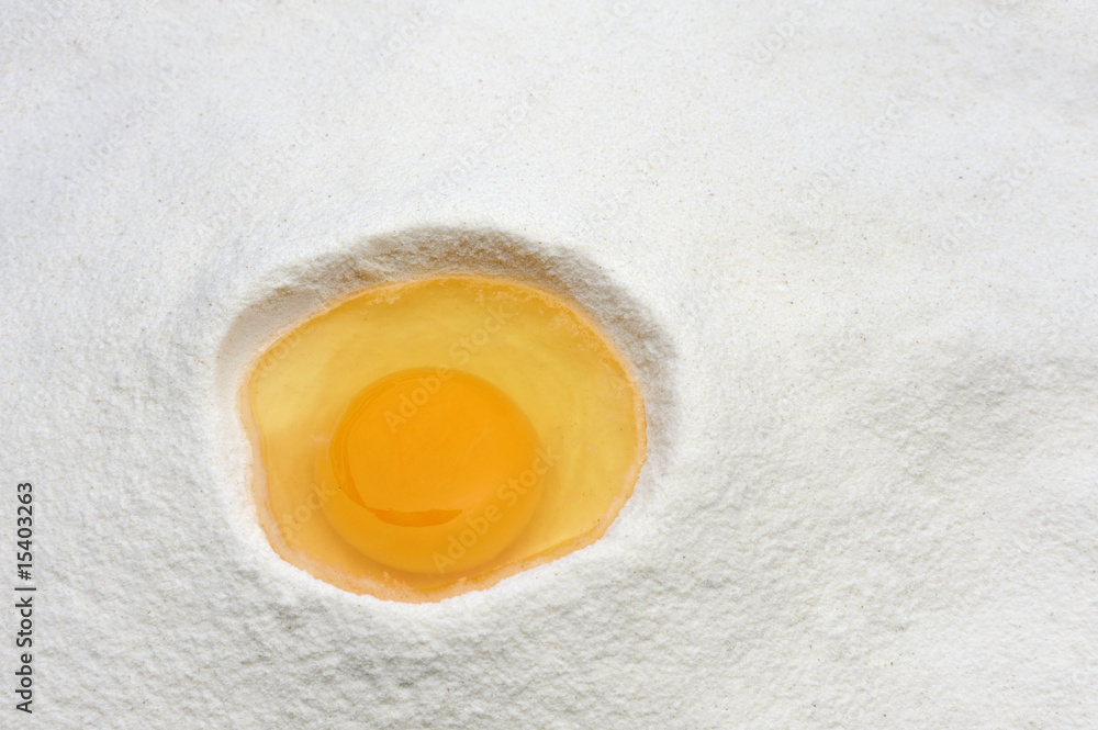 Flour and eggs ready for mixing Flour and eggs ready for mixing