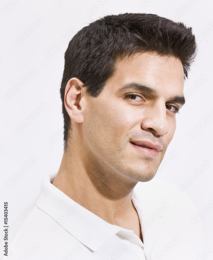 Fototapeta premium Headshot of Attractive Man with Chiseled Jaw