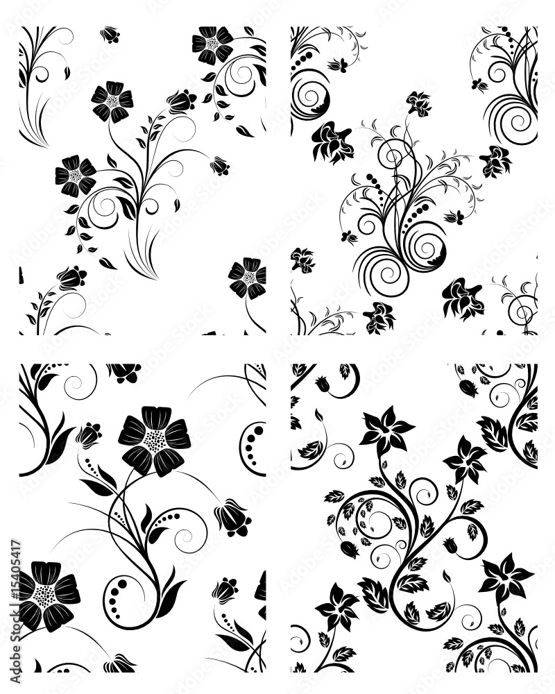 seamless floral backgrounds set seamless floral backgrounds set