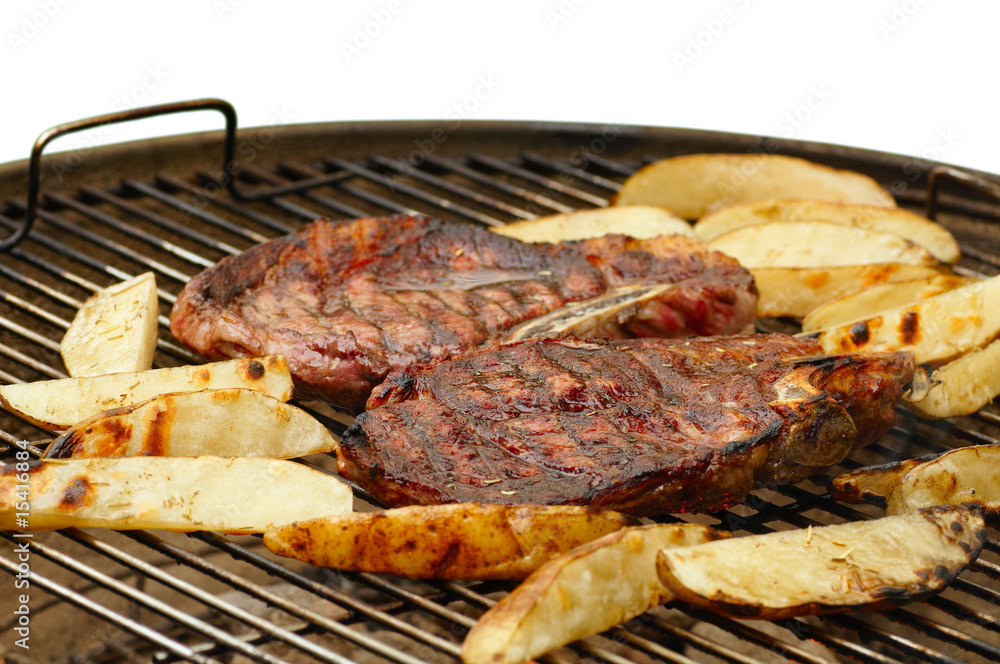 Grilled steaks and potatoes