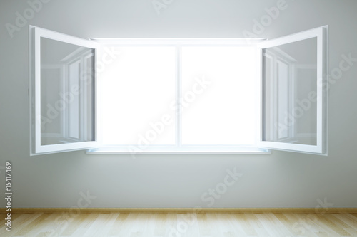 empty new room with open window