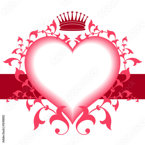Herz und Krone mit floralem Ornament
