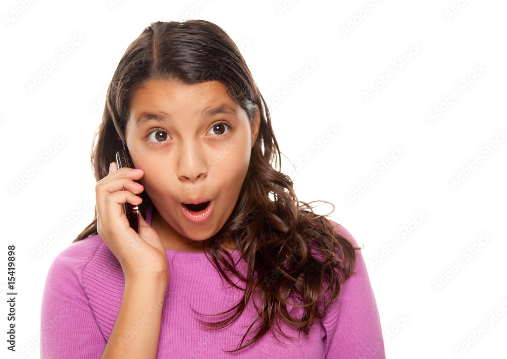 Shocked Pretty Hispanic Girl On Cell Phone Shocked Pretty Hispanic Girl On Cell Phone