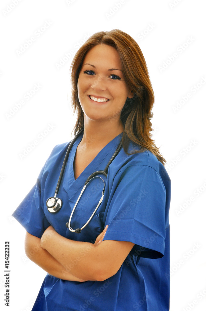 Female Nurse with Stethoscope Isolated Female Nurse with Stethoscope Isolated