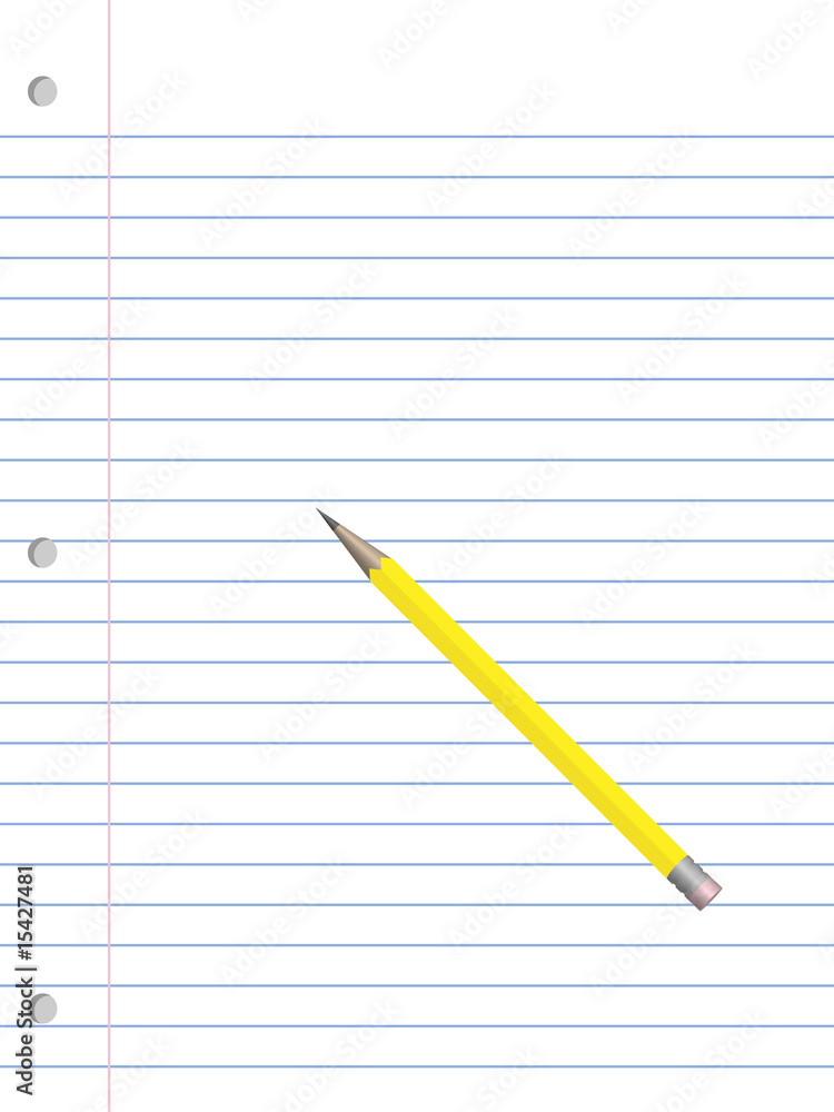 Notebook paper and pencil Notebook paper and pencil