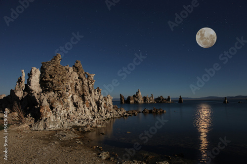 Mono Lake Tufas With the Moon photo